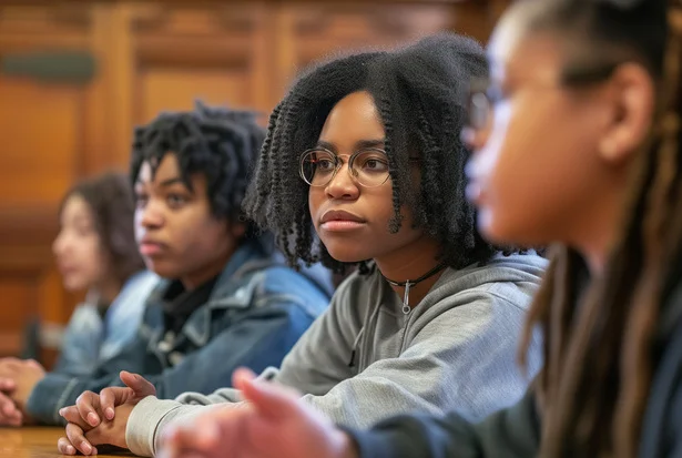 teenage girls sitting in classroom